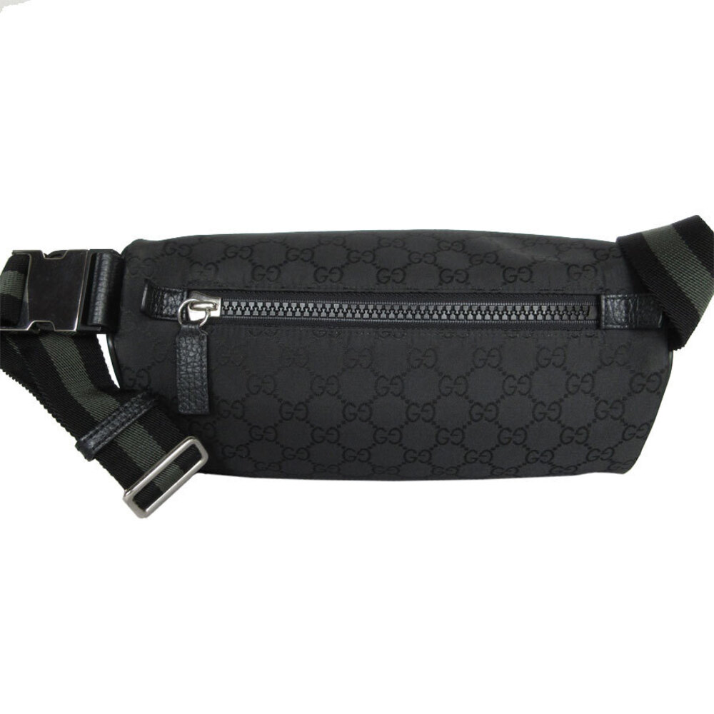 Gucci Bag Black Belt Canvas Bum Crossbody Green Silver Khaki Body Brown